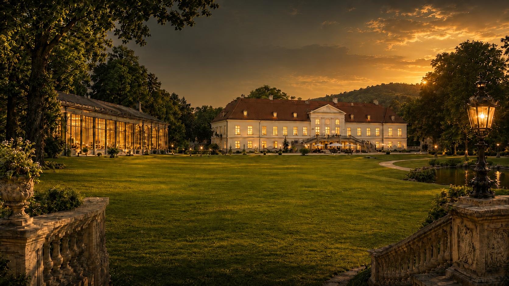 Europahaus Wien – historisches Stadtpalais bei Abendstimmung